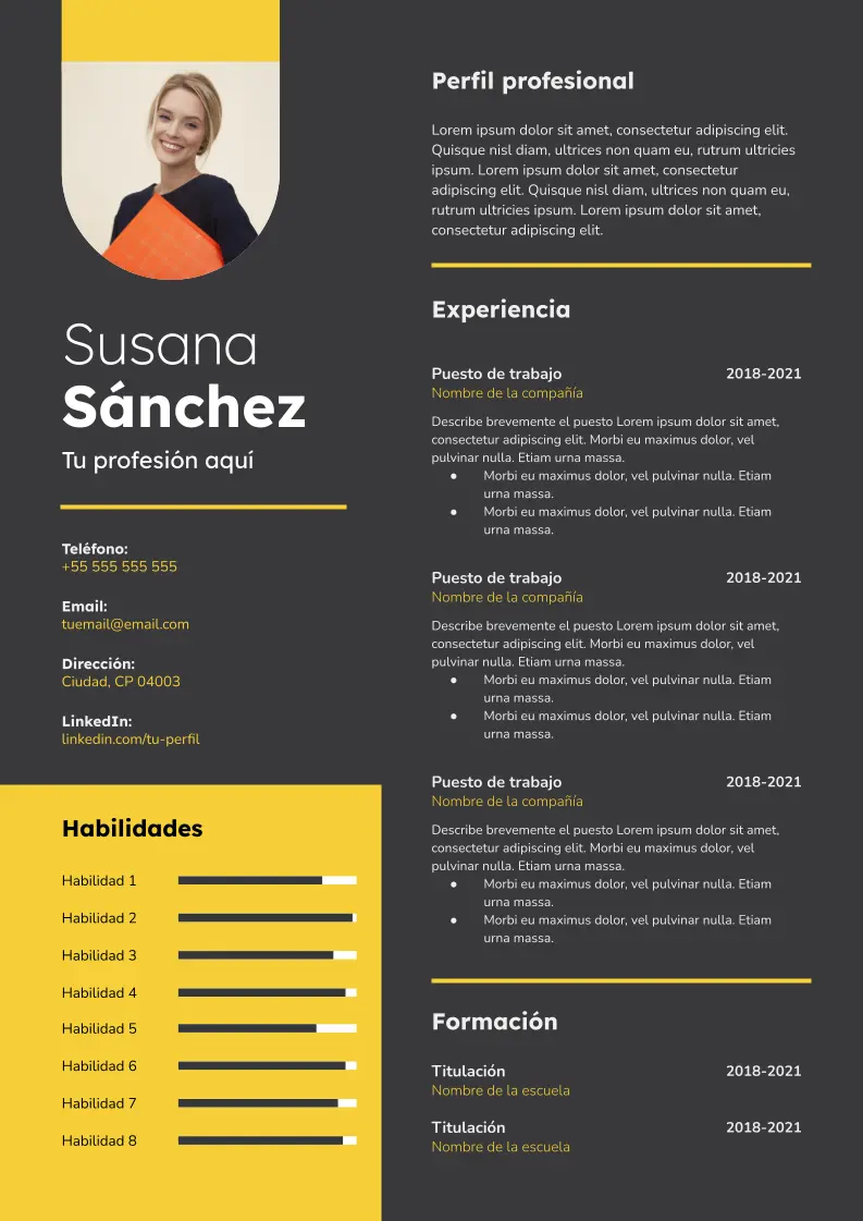 Plantilla CV creativo gratis Veracruz