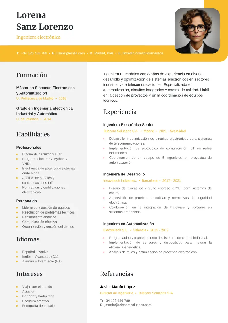 #2160 - Plantilla de curriculum Badalona Mandarina 2160 Plantilla de curriculum Badalona Amarillo