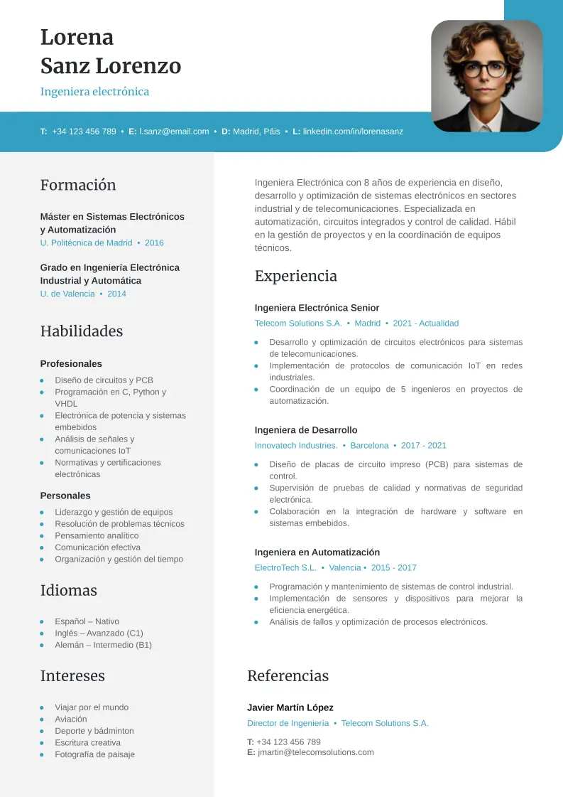 #2160 - Plantilla de curriculum Badalona Mandarina 2160 Plantilla de curriculum Badalona Cian