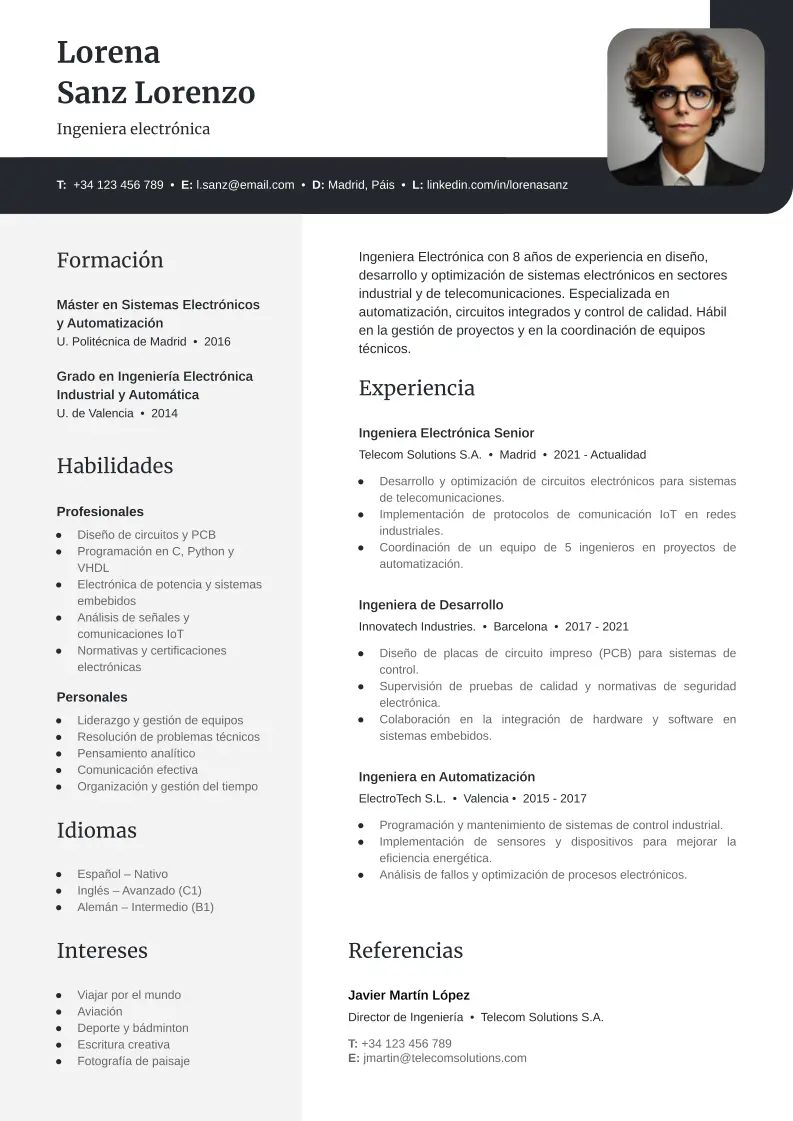 #2160 - Plantilla de curriculum Badalona Mandarina 2160 Plantilla de curriculum Badalona Noche