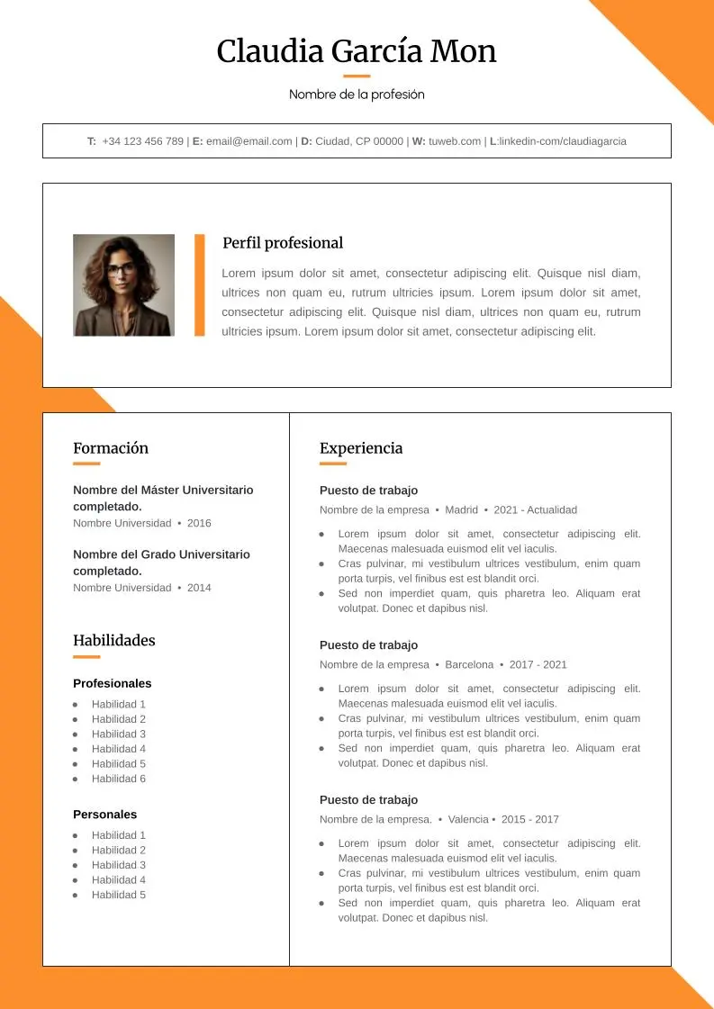 #3080 Plantilla de currículum San Lorenzo Naranja