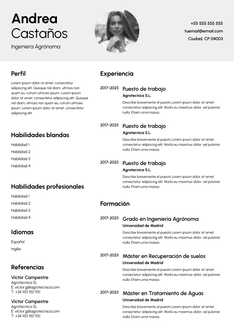 Plantilla de currículum Zaragoza google docs