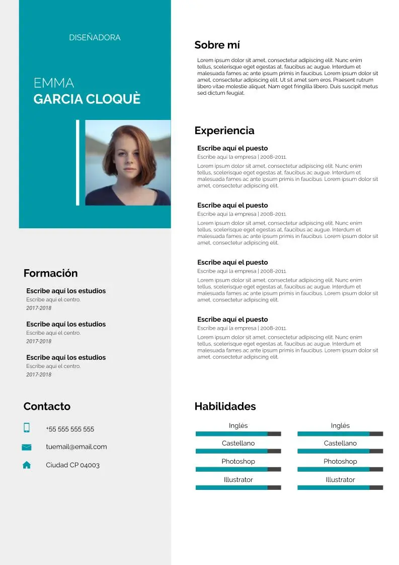 modelo CV fácil de editar con google docs